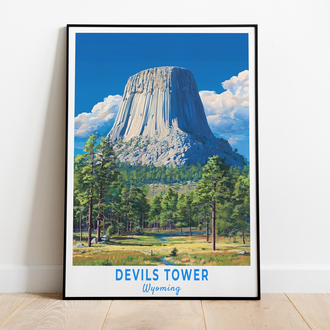 Devils Tower Travel Poster, Wyoming USA Gift