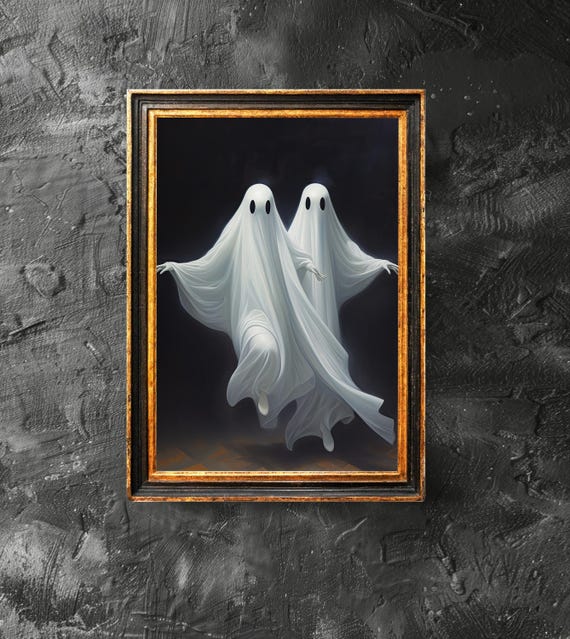 Two Ghosts Are Dancing Poster Dark Academia Halloween Decor Haunting Funny Girly