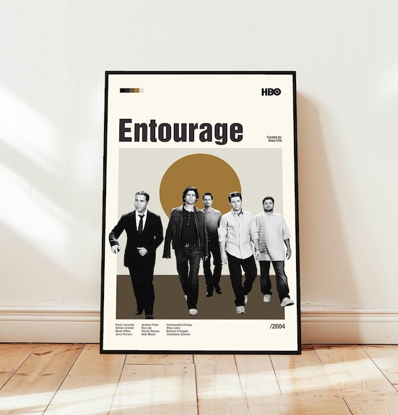 Entourage 2004 Minimalist Cast Credits HBO TV Show Art Poster
