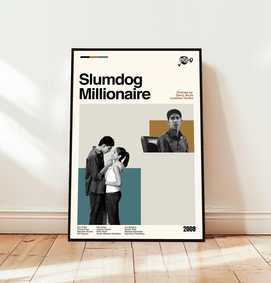 Slumdog Millionaire 2008 Oscar Drama Minimalist Midcentury Movie Poster