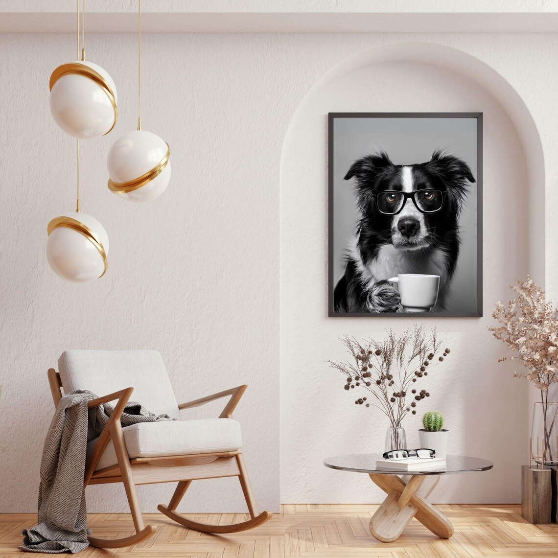 Border Collie Drinking Coffee, Funny Dog Poster - Image 2