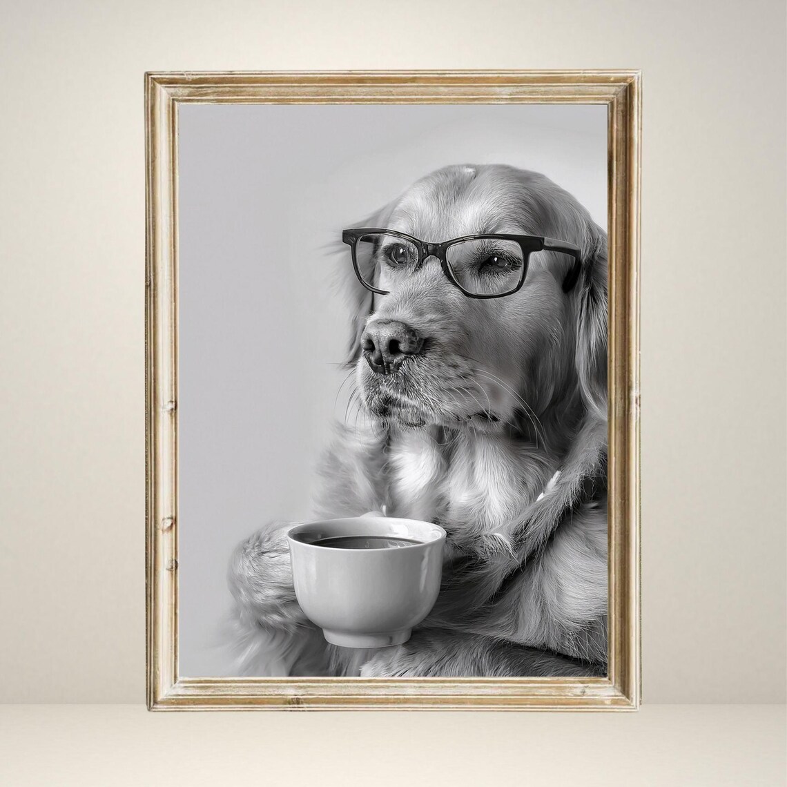 Golden Retriever Drinking Coffee - Funny Print - Image 4