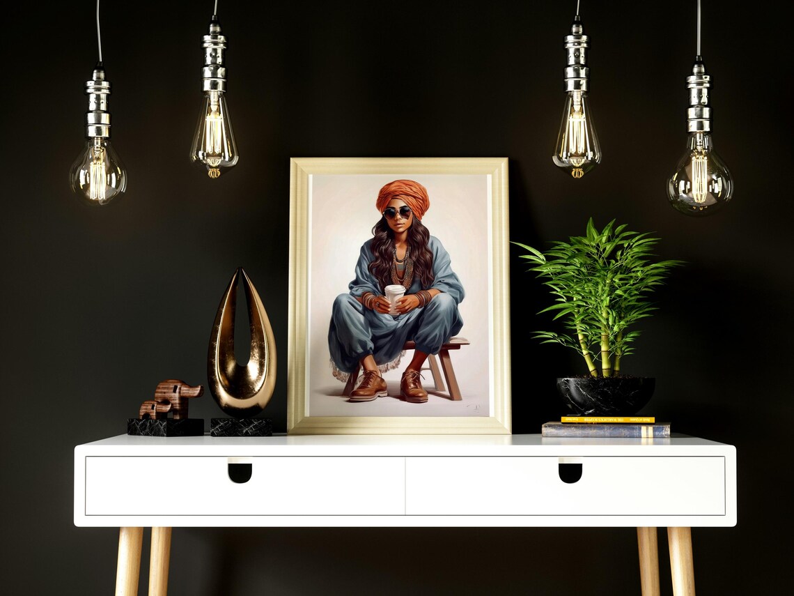 Modern Indian Woman Sitting, Indian Pop Art - Image 3