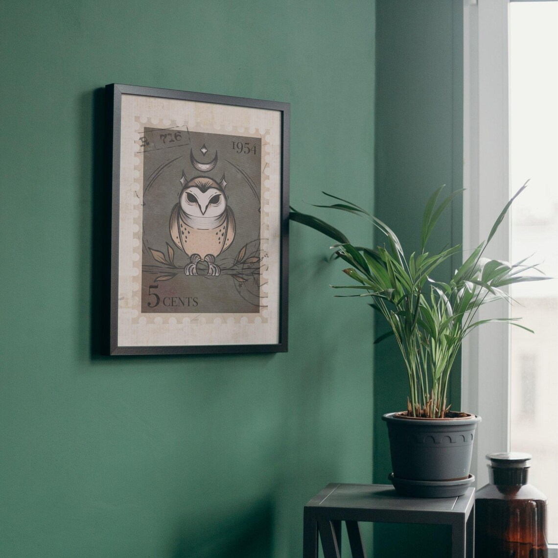 Vintage Owl Moon Mystic Art Print, Nursery Decor - Image 4