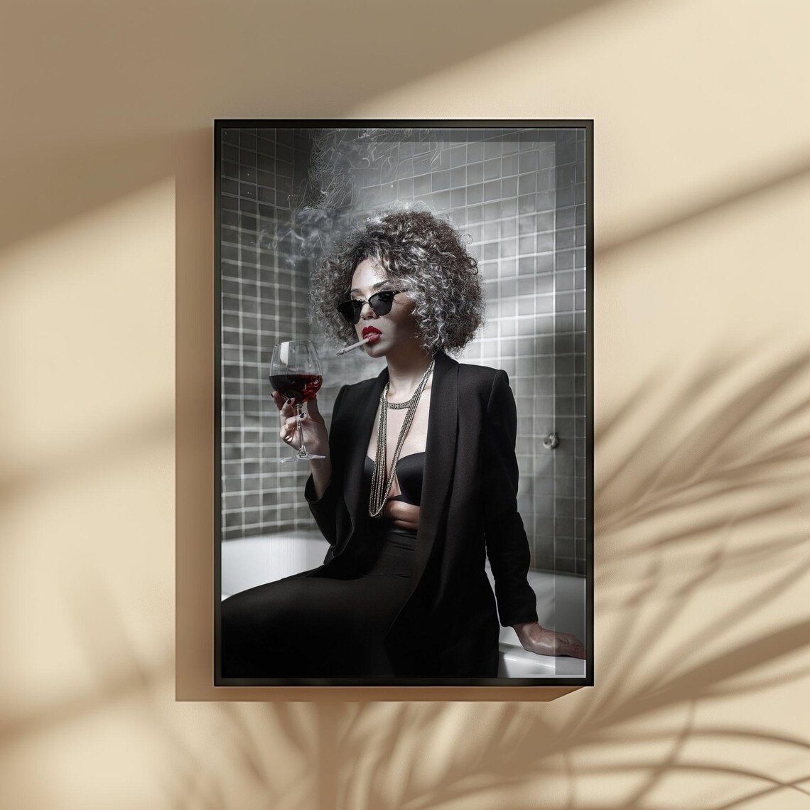 Girl On Toilet, Funny Retro Bathroom Art Print - Image 2