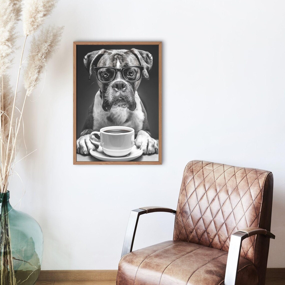 Boxer Dog Drinking Coffee, Funny Kitchen Art Print - Image 2
