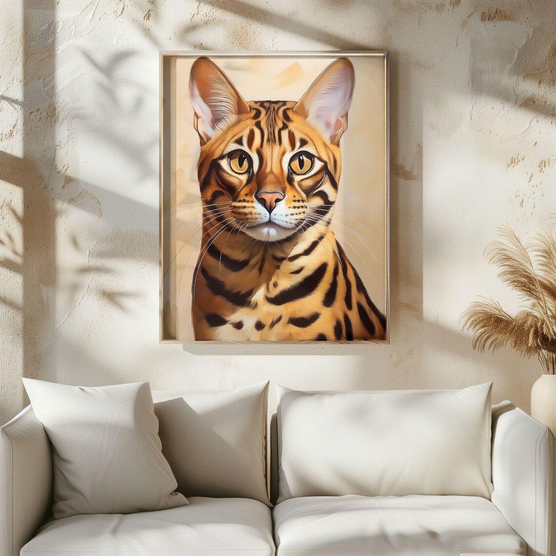Vintage Portrait Pop Art Bengal Cat, Nursery Decor - Image 3