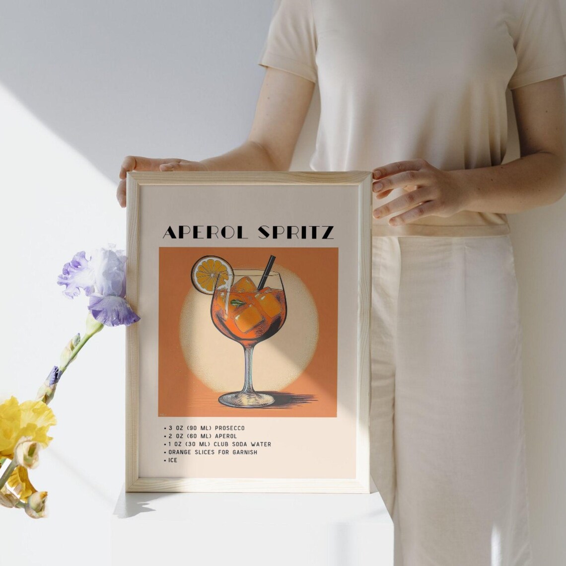 Aperol Spritz Cocktail, Orange Minimalist Retro Art - Image 3