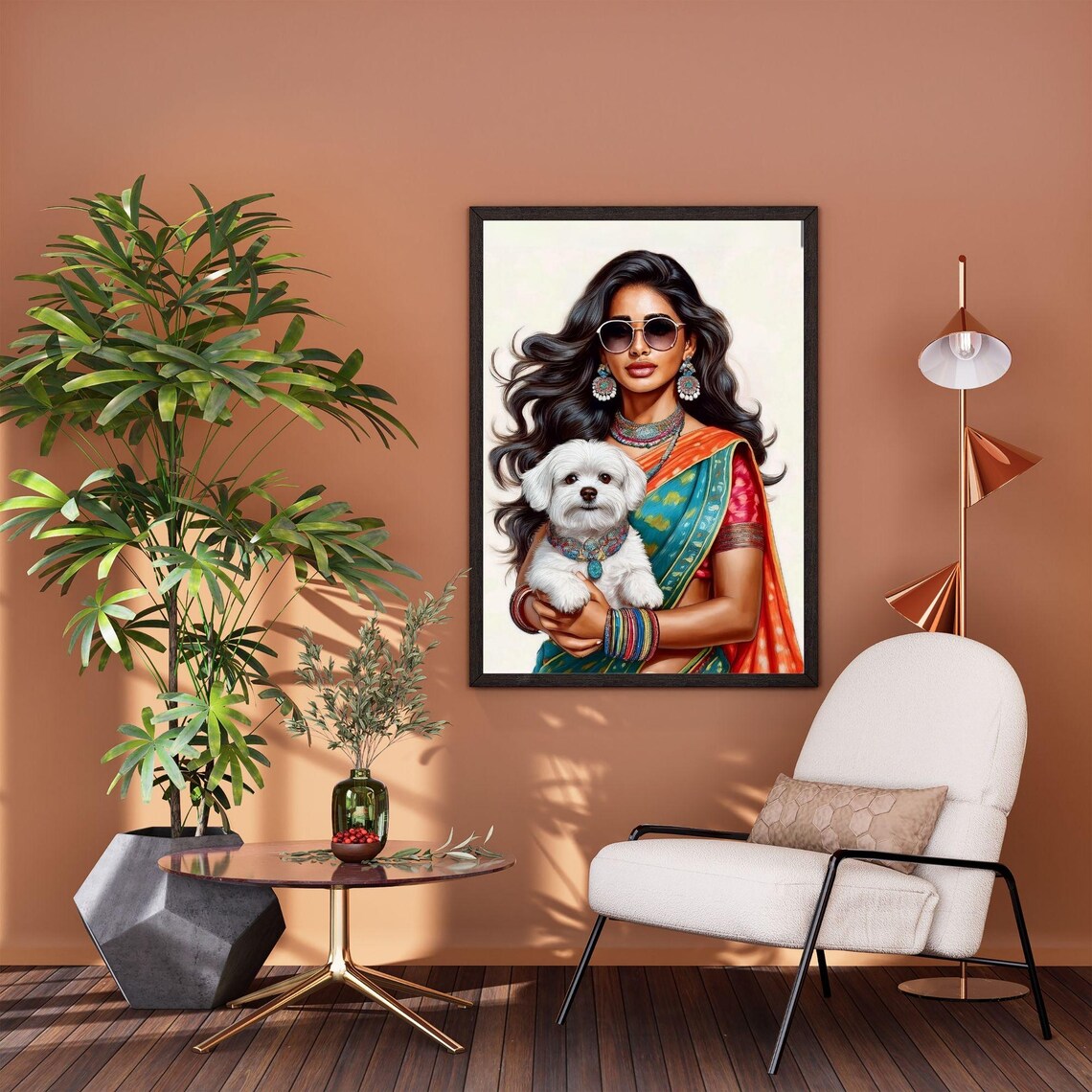 Modern Indian Woman With Dog, Indian Pop Art Poster - Image 5
