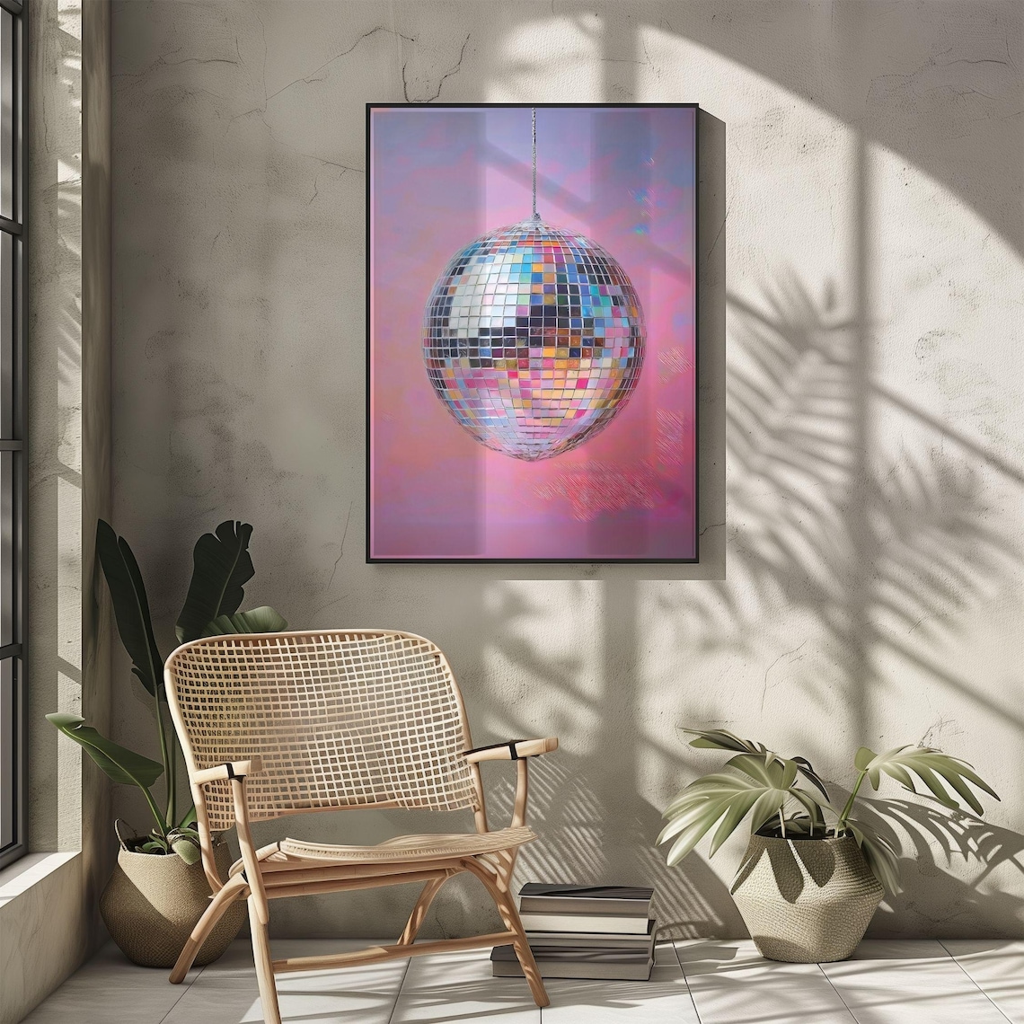 Silver Disco Ball Maximalist Painting, Trendy Decor - Image 3
