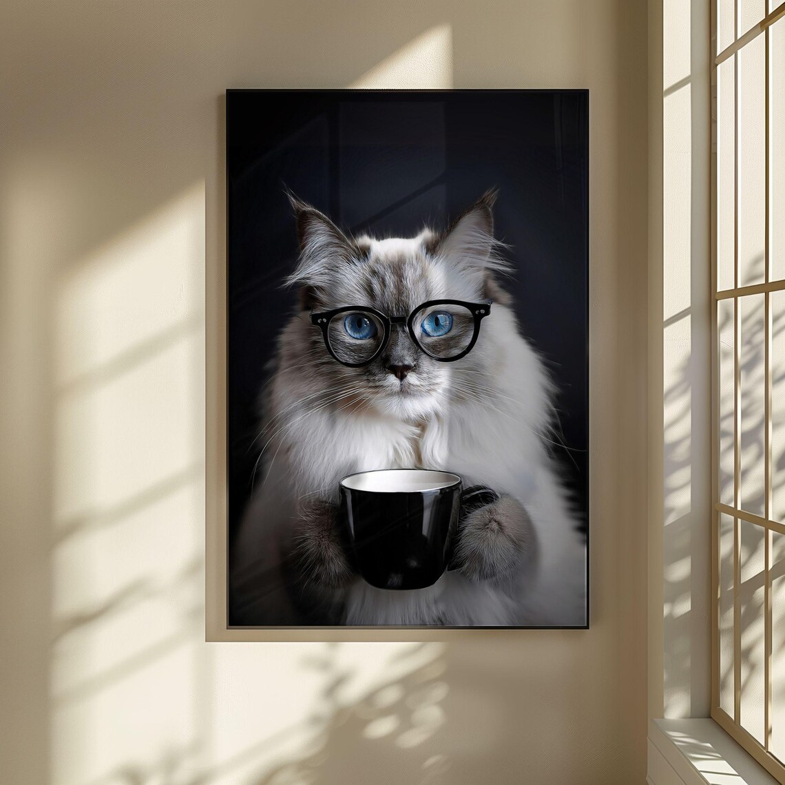 Ragdoll Cat Drinking Coffee, Funny Kitchen Art Print - Image 4