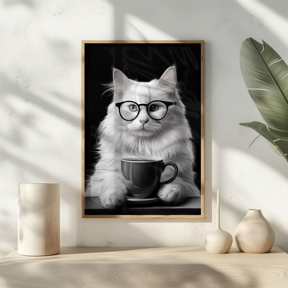 Cat Drinking Coffee, Coffee Lover Vintage Poster - Image 5