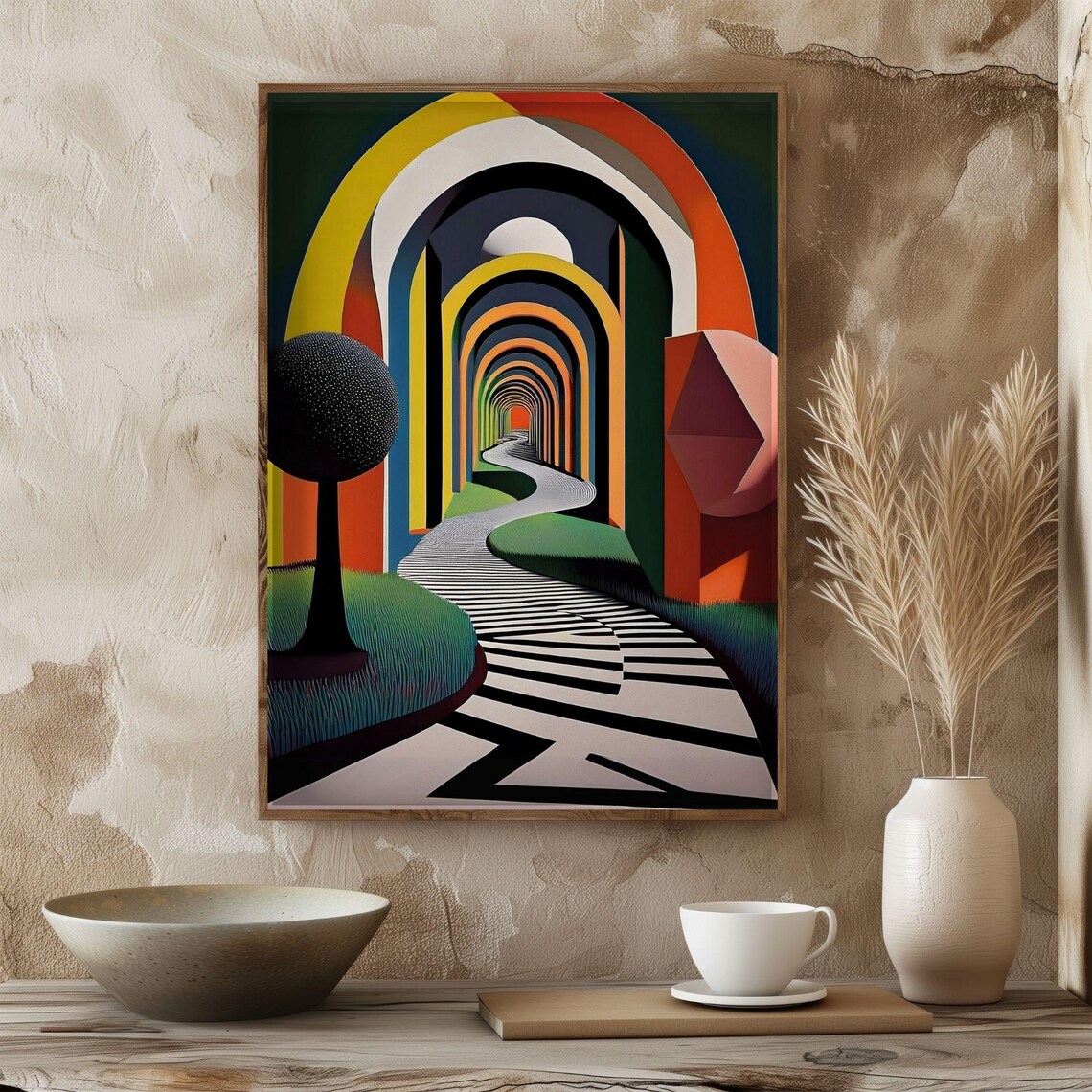 Colorful Abstract Arches, Modern Geometric Artwork