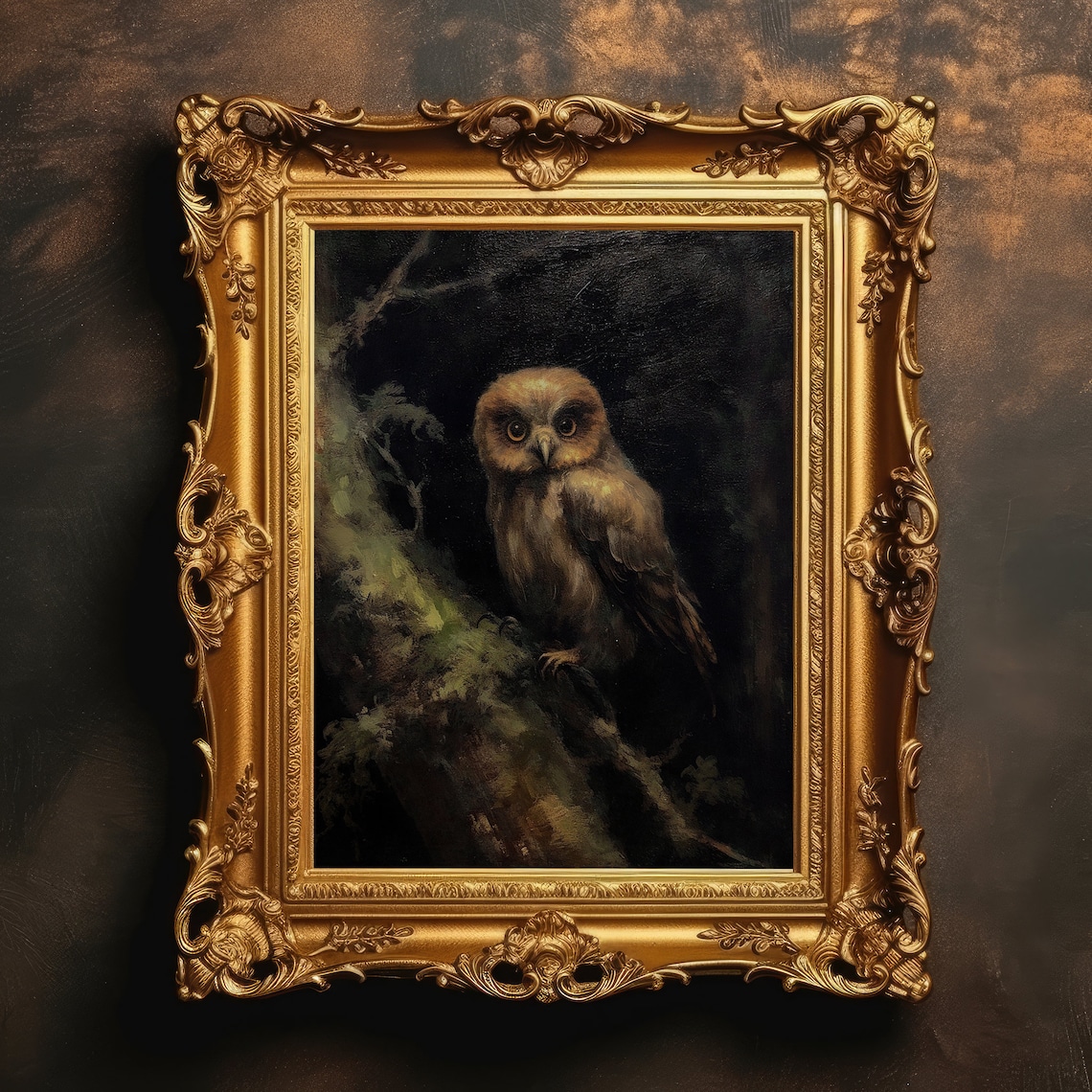 Cute Owl Dark Academia Portrait, Vintage Art Print