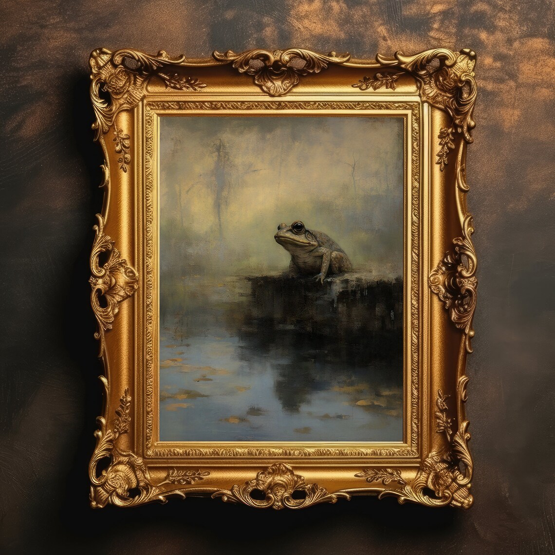 Frog Dark Academia Vintage Art Print, Goblincore