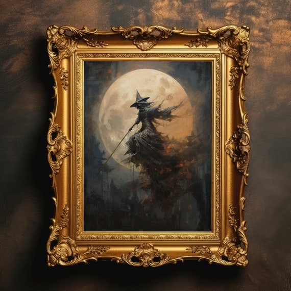 Flying Witch Dark Academia Halloween Art Print