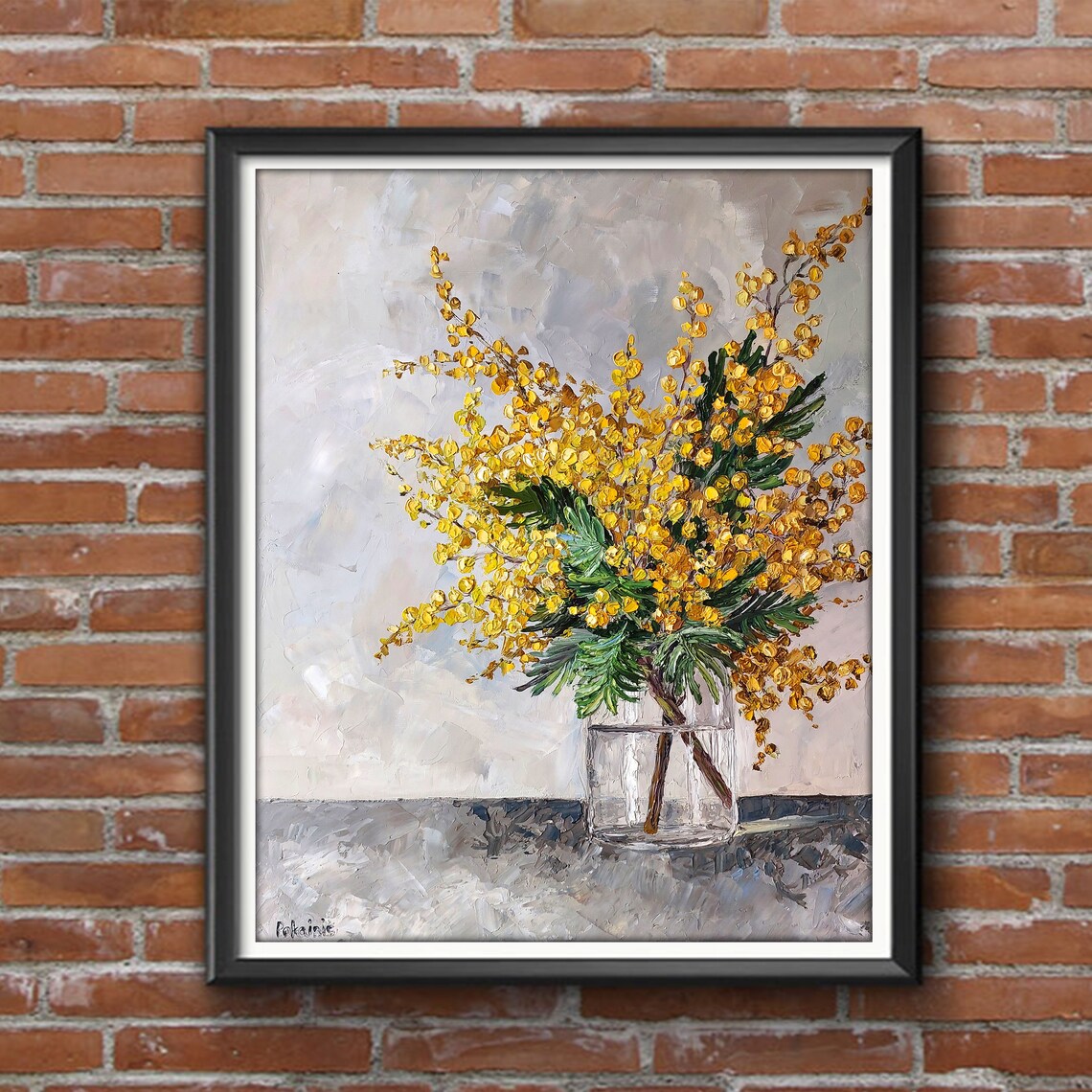 Impasto Mimosa Still Life Art Print, Kitchen Decor - Image 2