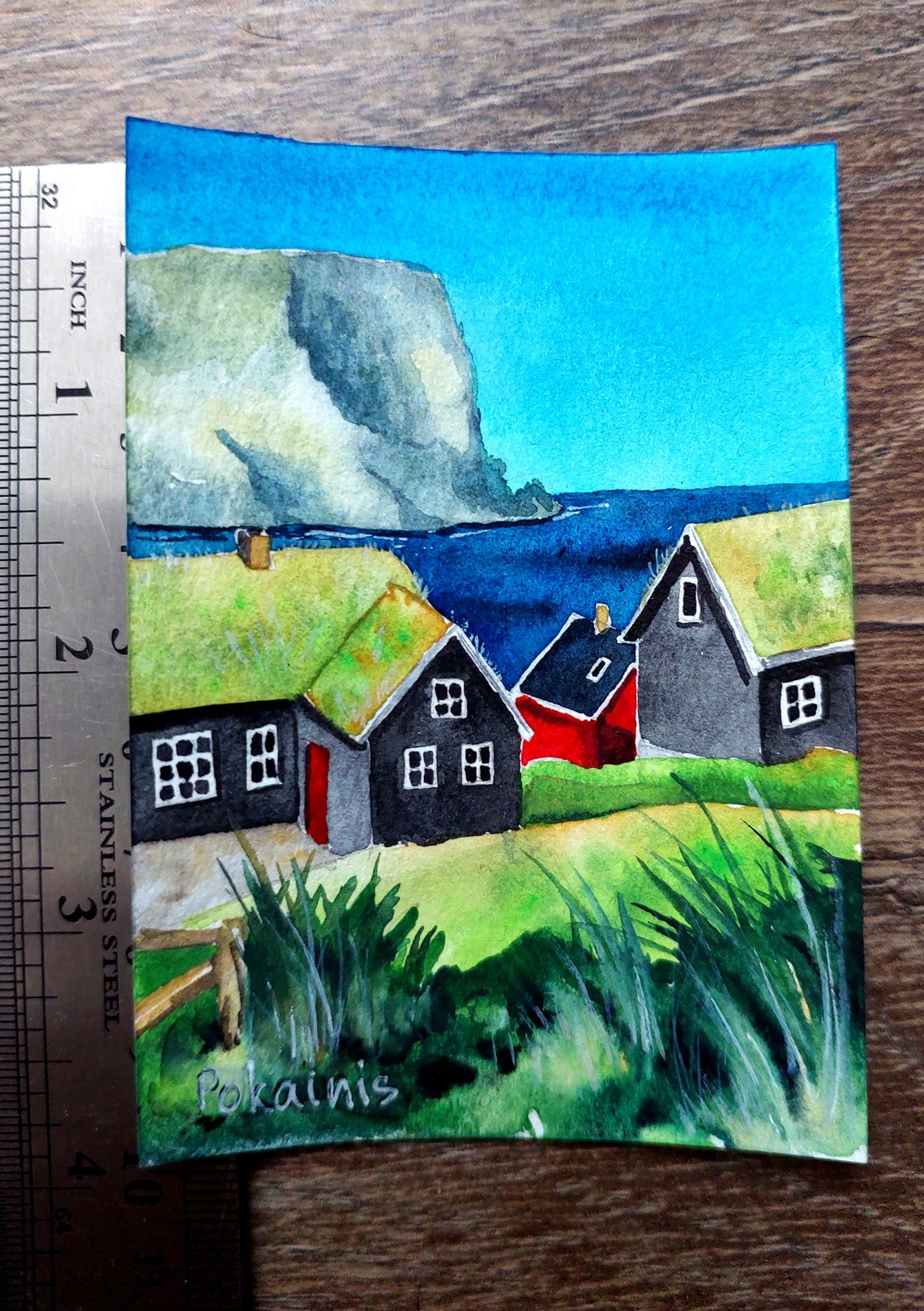 Aceo Watercolor Painting Original Artwork Miniature Painting Landscape Painting Small Painting Lighthouse Painting Lofoten Islands - Image 2