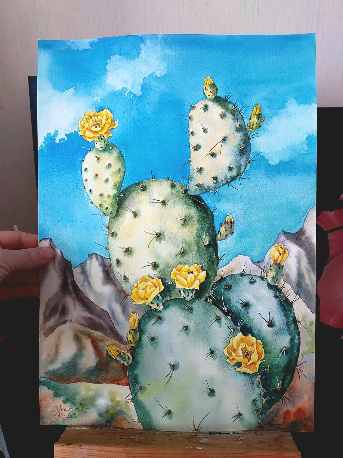 Cactus Watercolor Art Print, Botanical Wall Decor - Image 2