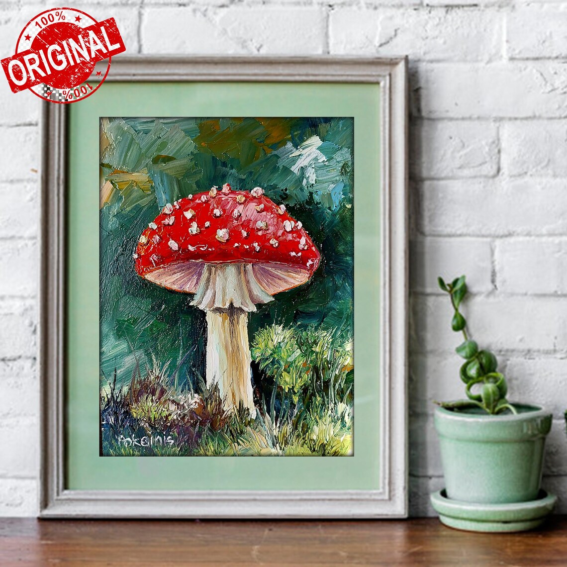 Fly Agaric Botanical Art Print, Impasto Mushrooms - Image 4
