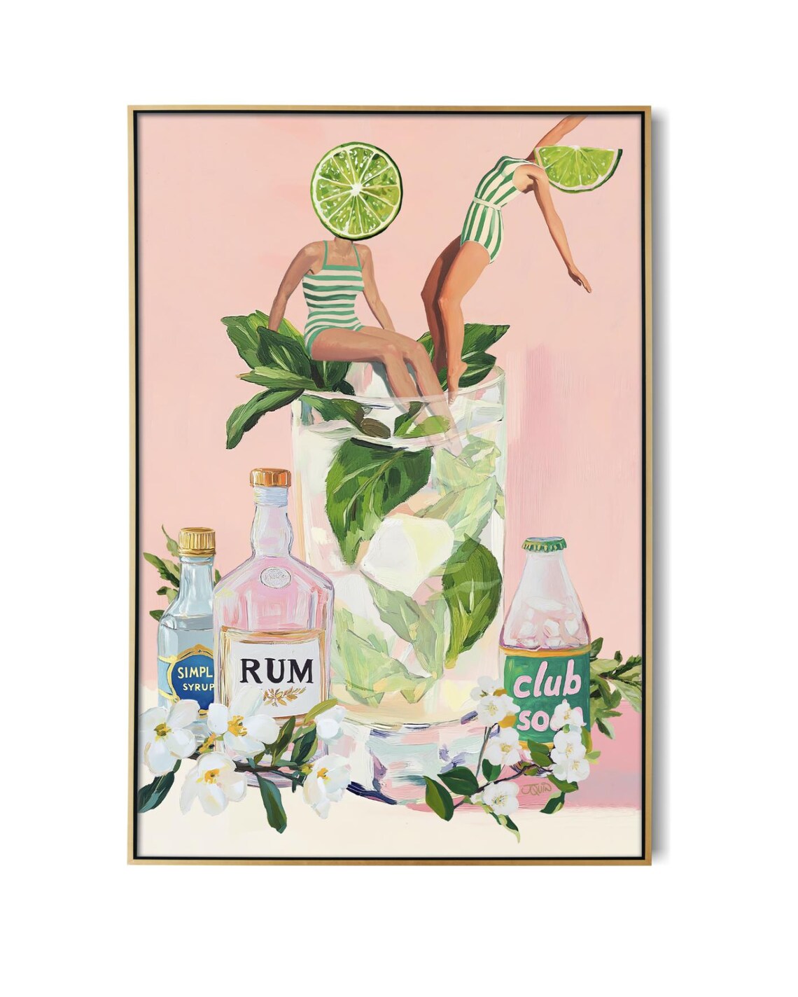Vintage-Inspired Mojito Cocktail Bar Art Print