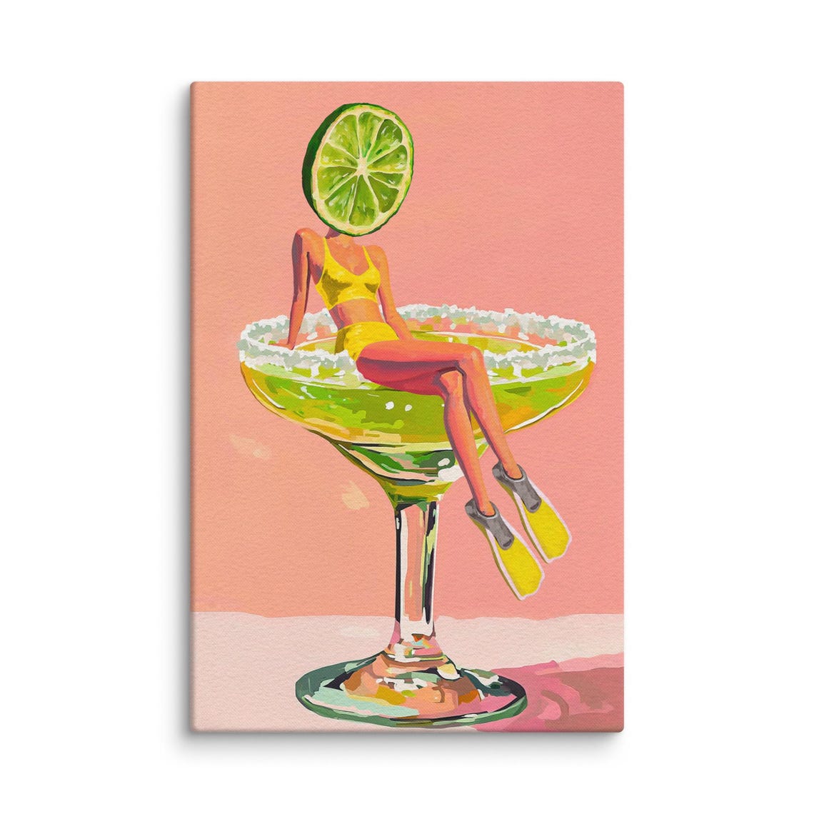 Retro Margarita Cocktail Lime Head Lady Surreal Summer Bar Poster