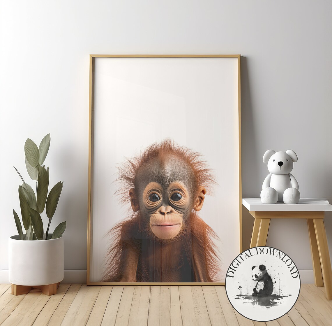 Baby Orangutan Cute Illustration, Nursery Decor Art Print
