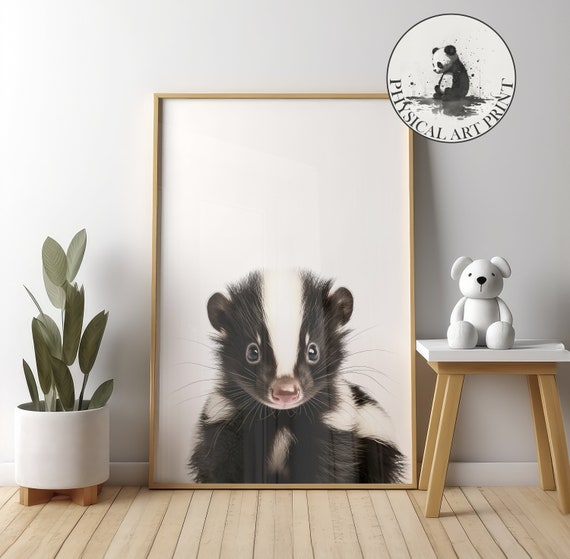 Baby Skunk Wall Art Physical Print Animal Illustration Nursery Decor Infant Matte Poster