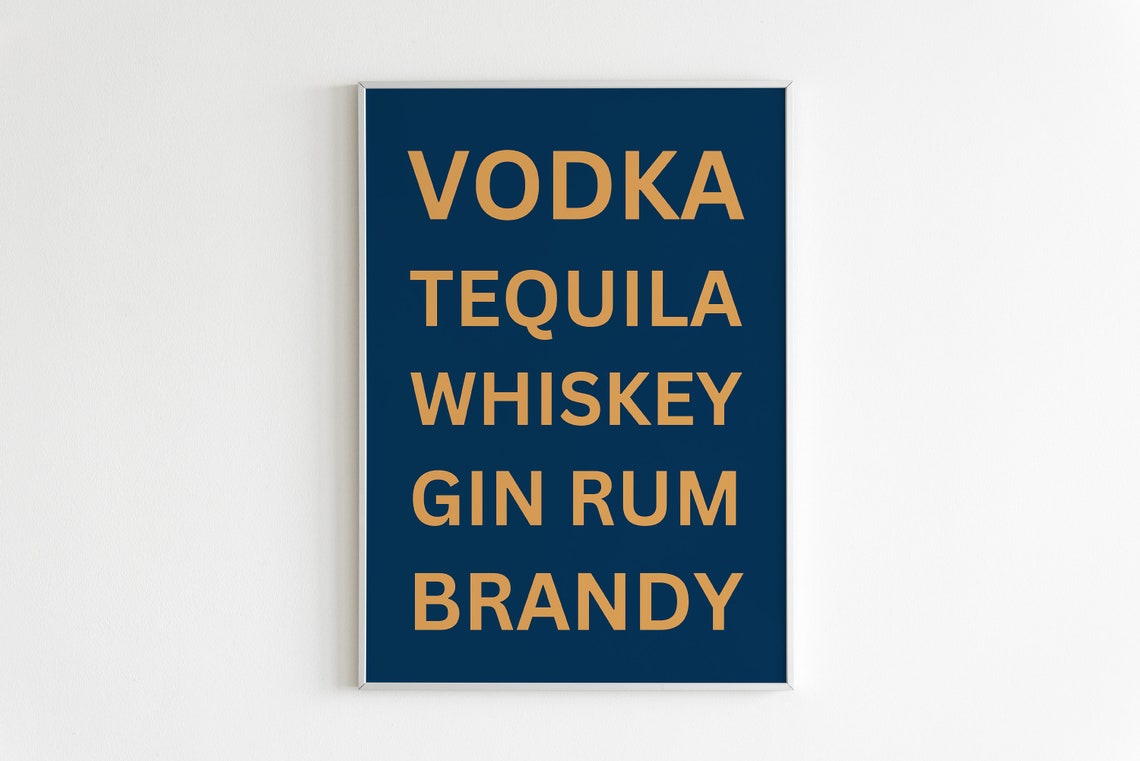 Vodka Tequila Whiskey Gin Rum Brandy Navy Bar Cart Wall Poster - Image 2