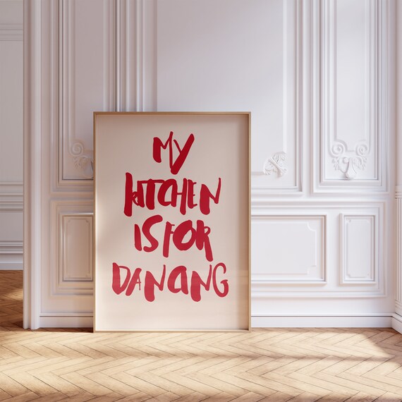 My Kitchen Is For Dancing Fun Red Hand Lettered Kitchen Poster
