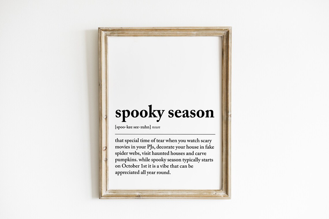 Spooky Season Definition Halloween Dictionary Typography Poster