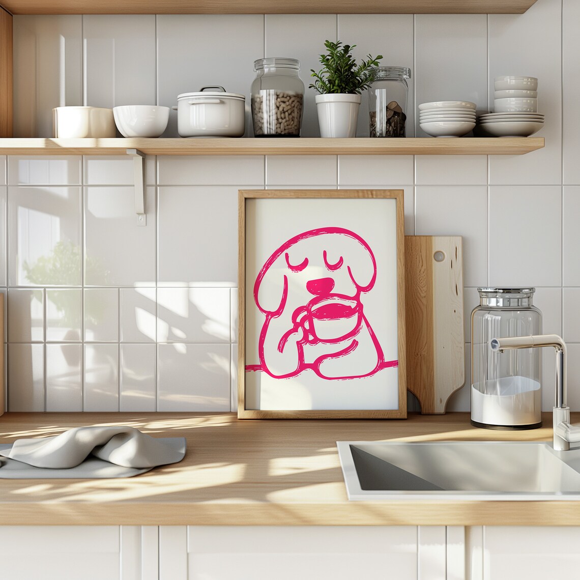 Adorable Minimalist Dog Coffee Art Print - Image 2