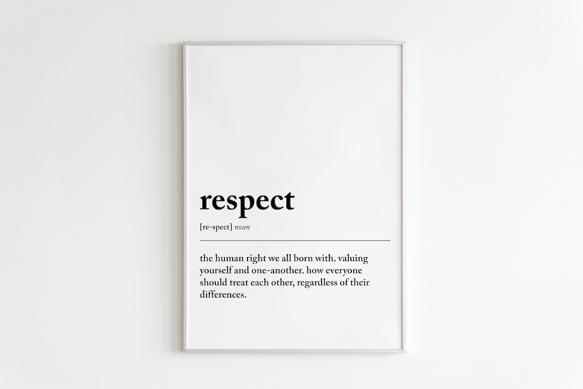 Respect Definition Quote Poster, Typography Wall Print
