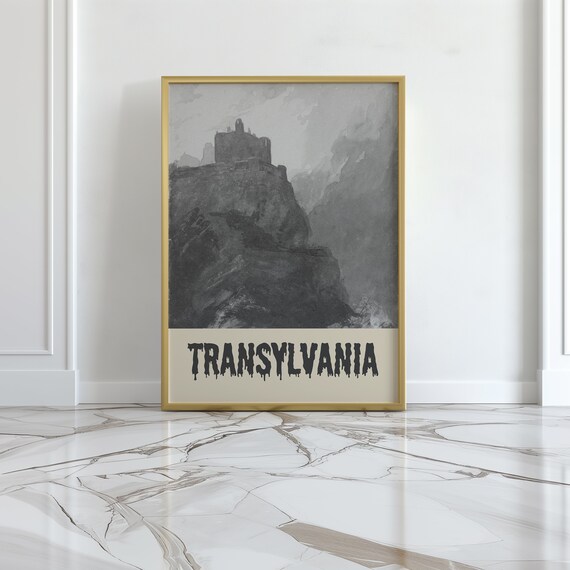 Transylvania Gothic Castle Vintage Halloween Travel Art Poster