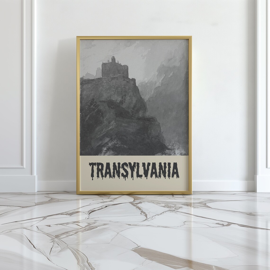 Transylvania Gothic Castle Vintage Halloween Travel Art Poster
