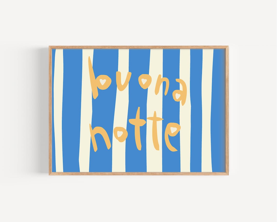 Buona Notte Wall Art Print, Modern Typography