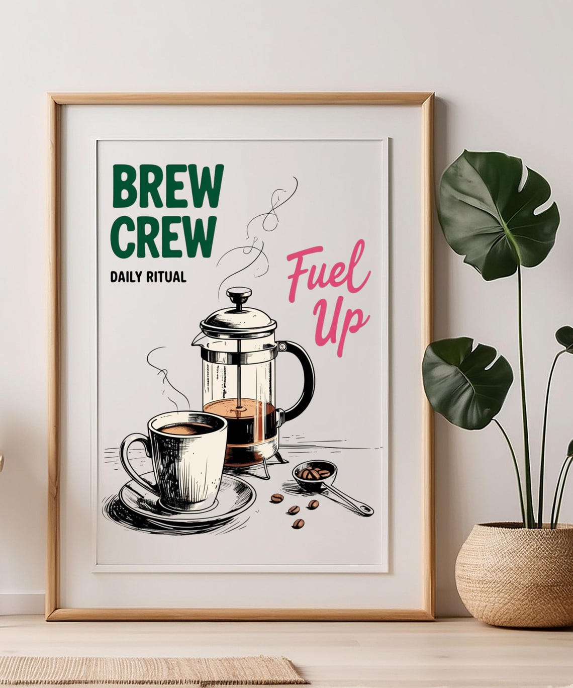 Brew Crew Daily Ritual French Press Coffee Lover Kitchen Poster