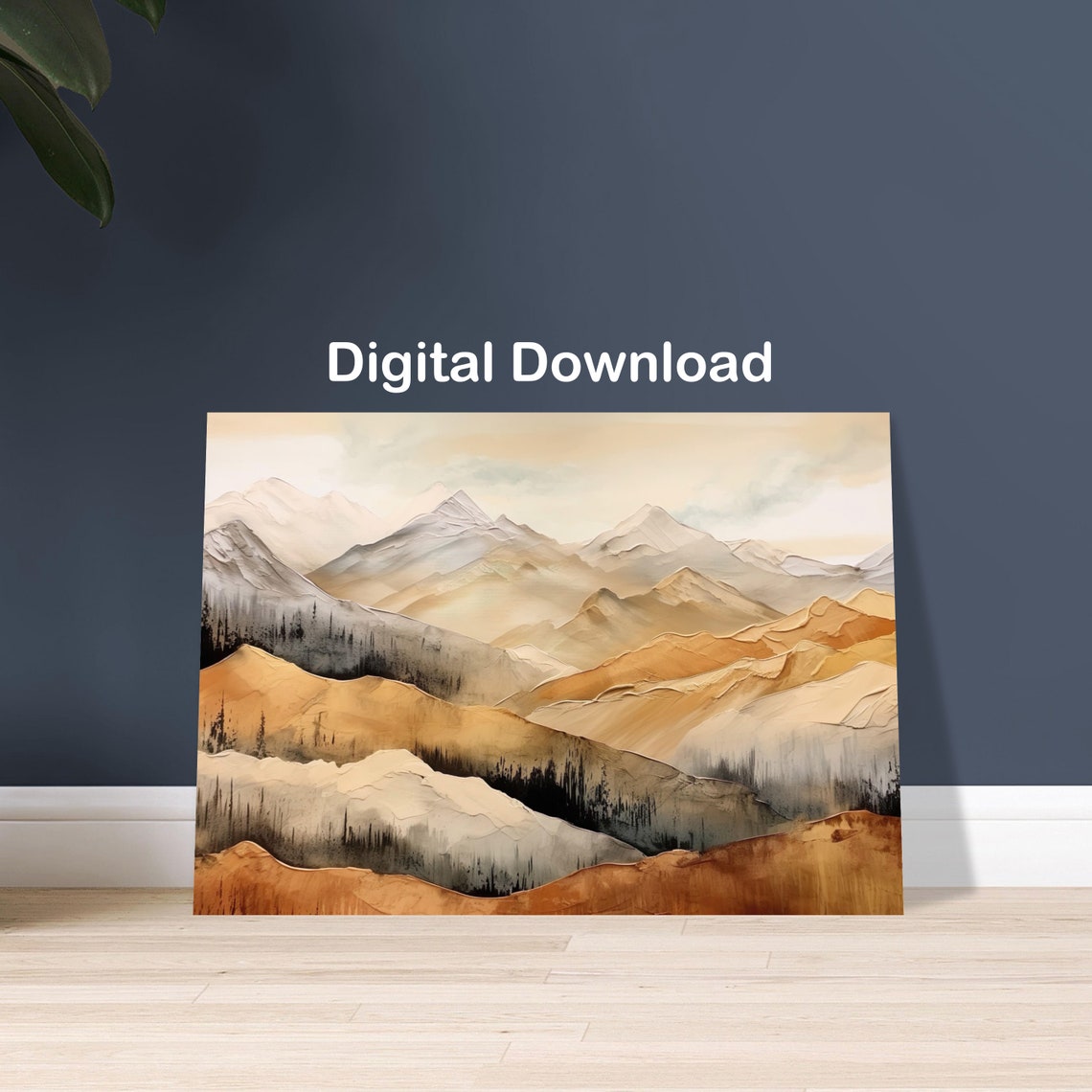 Mountain Panorama Natural Colors Landscape With Mountains Mountain Range Acrylic Colors Harmonious Landscape