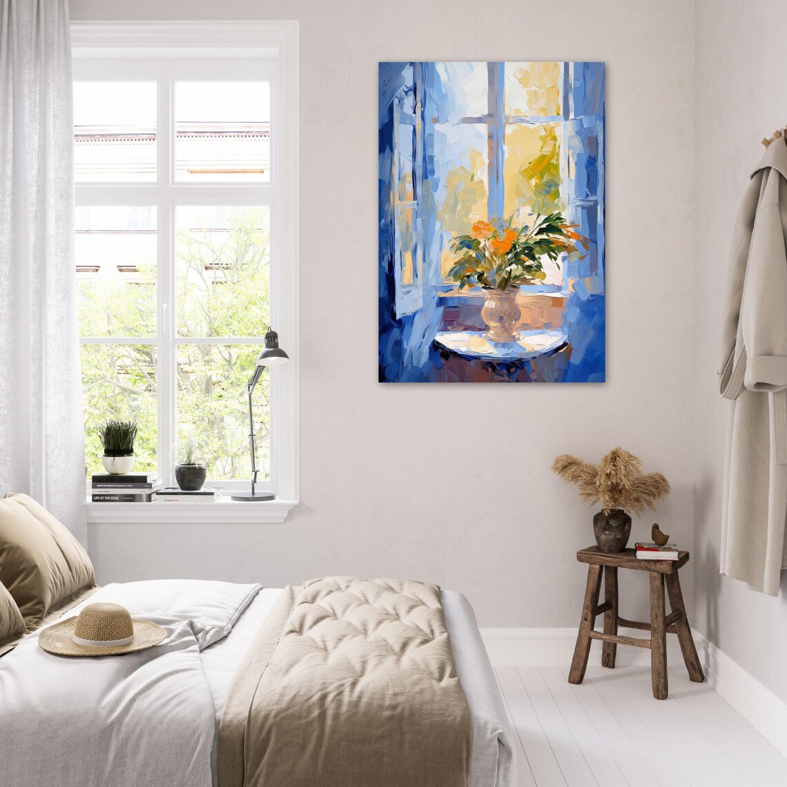 Luminous Impressionist Window View Flower Vase Blue Light Poster - Image 6