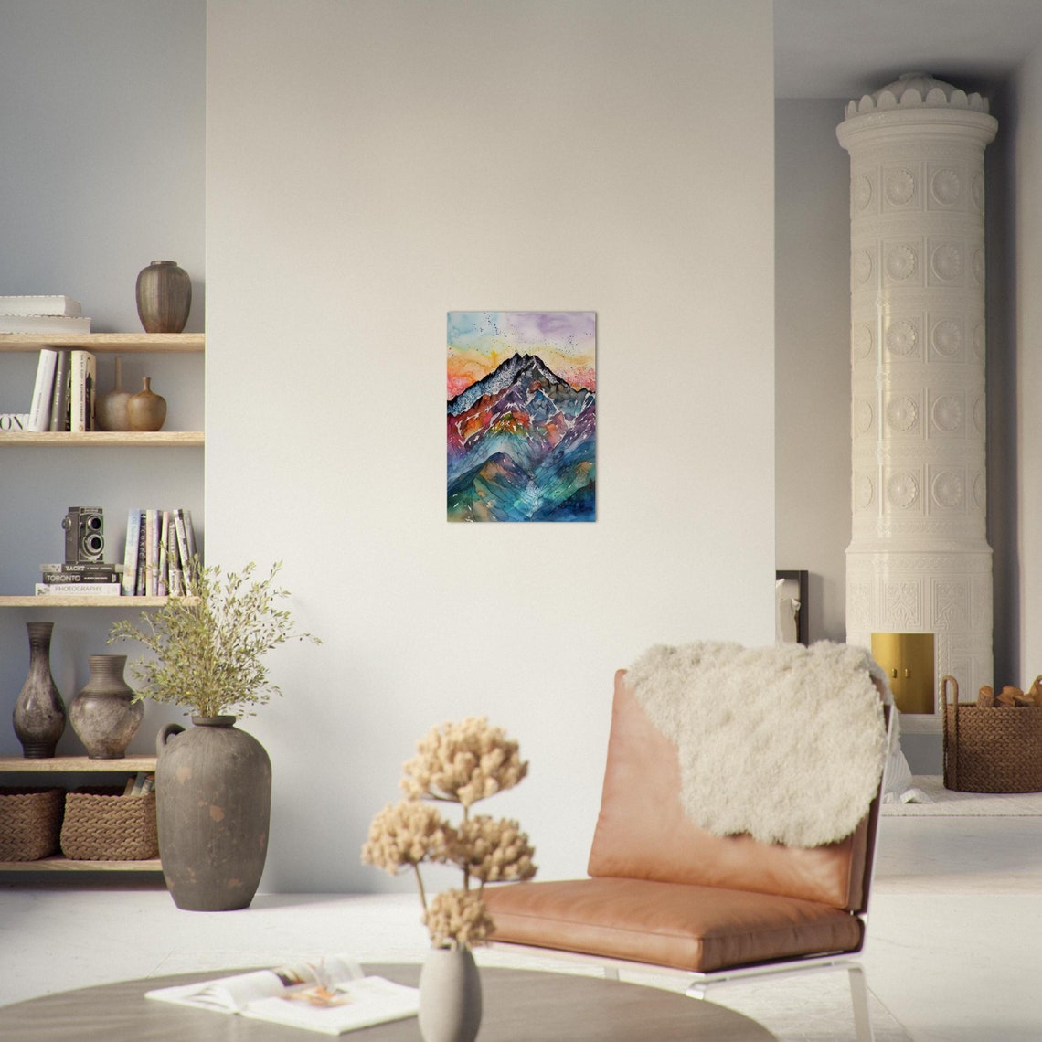 Colourful Mountain Experience The Beauty Of The Mountains In Pop Style With Our Colourful Watercolour Poster - Image 3