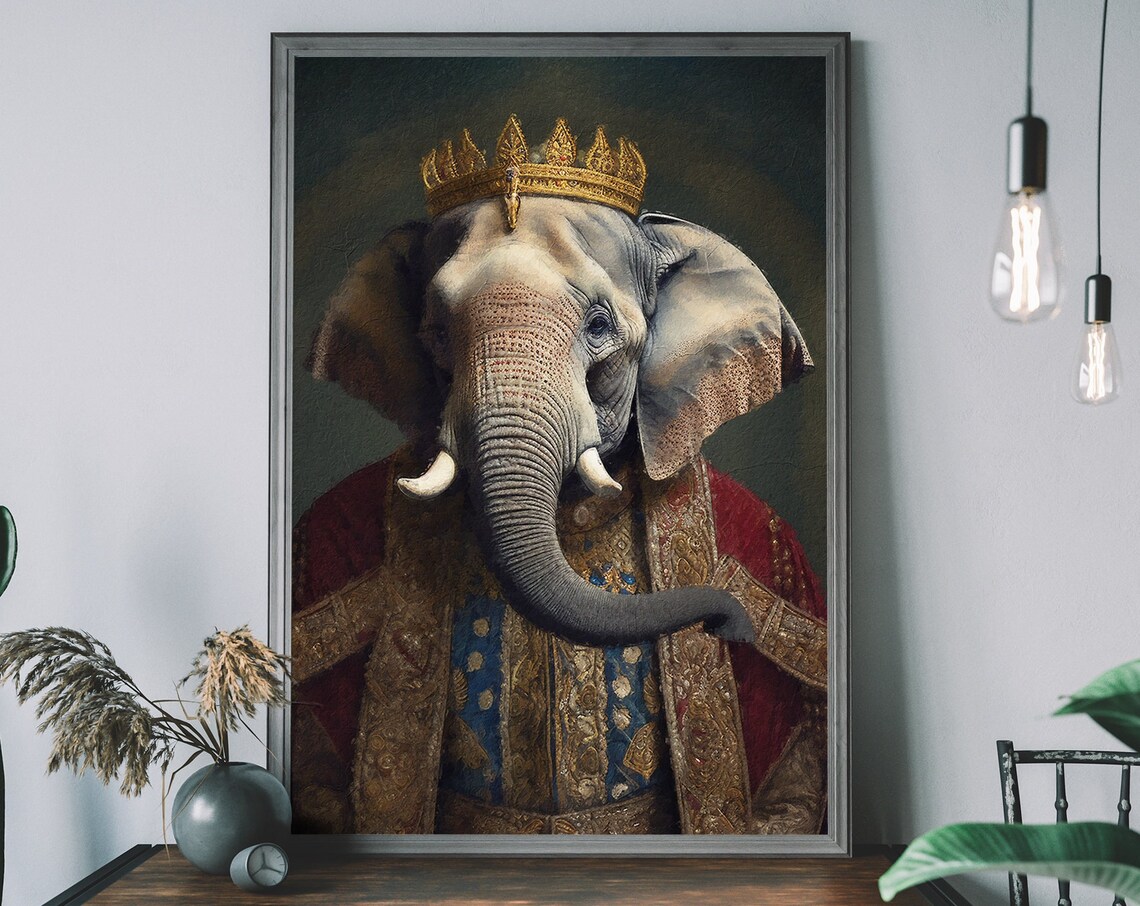 Elephant Vintage Portrait Animal Art Print