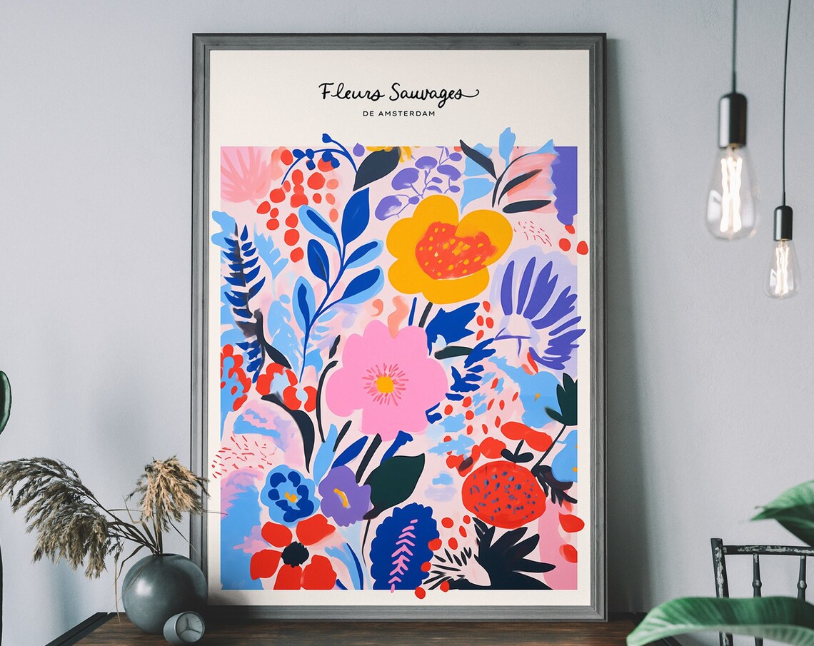 Fleurs Sauvages de Amsterdam Colorful Botanical Flower Market Poster