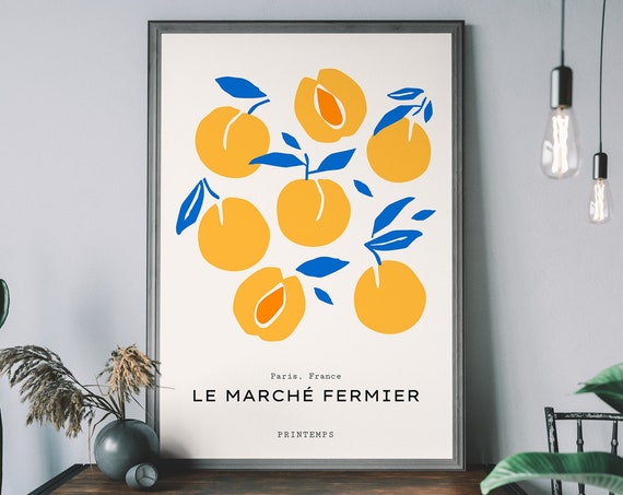 Farmers Market Print Botanique Flowers Poster Fruit Wall Art Retro Botanical Illustration Boho