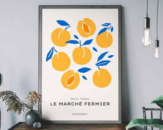 Le Marche Fermier Paris France Apricot French Farmers Market Print