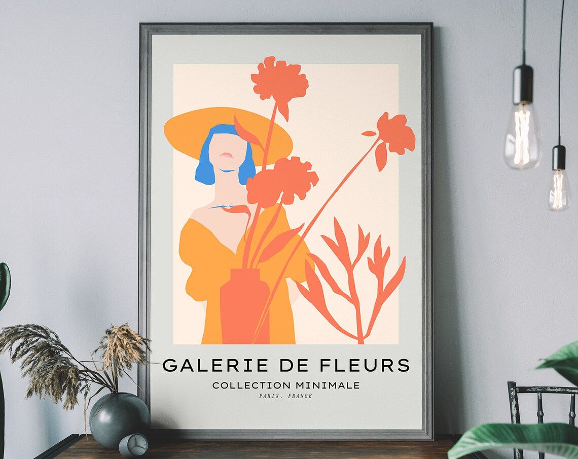 Galerie de Fleurs Paris Minimal Woman Abstract Coral Flower Poster