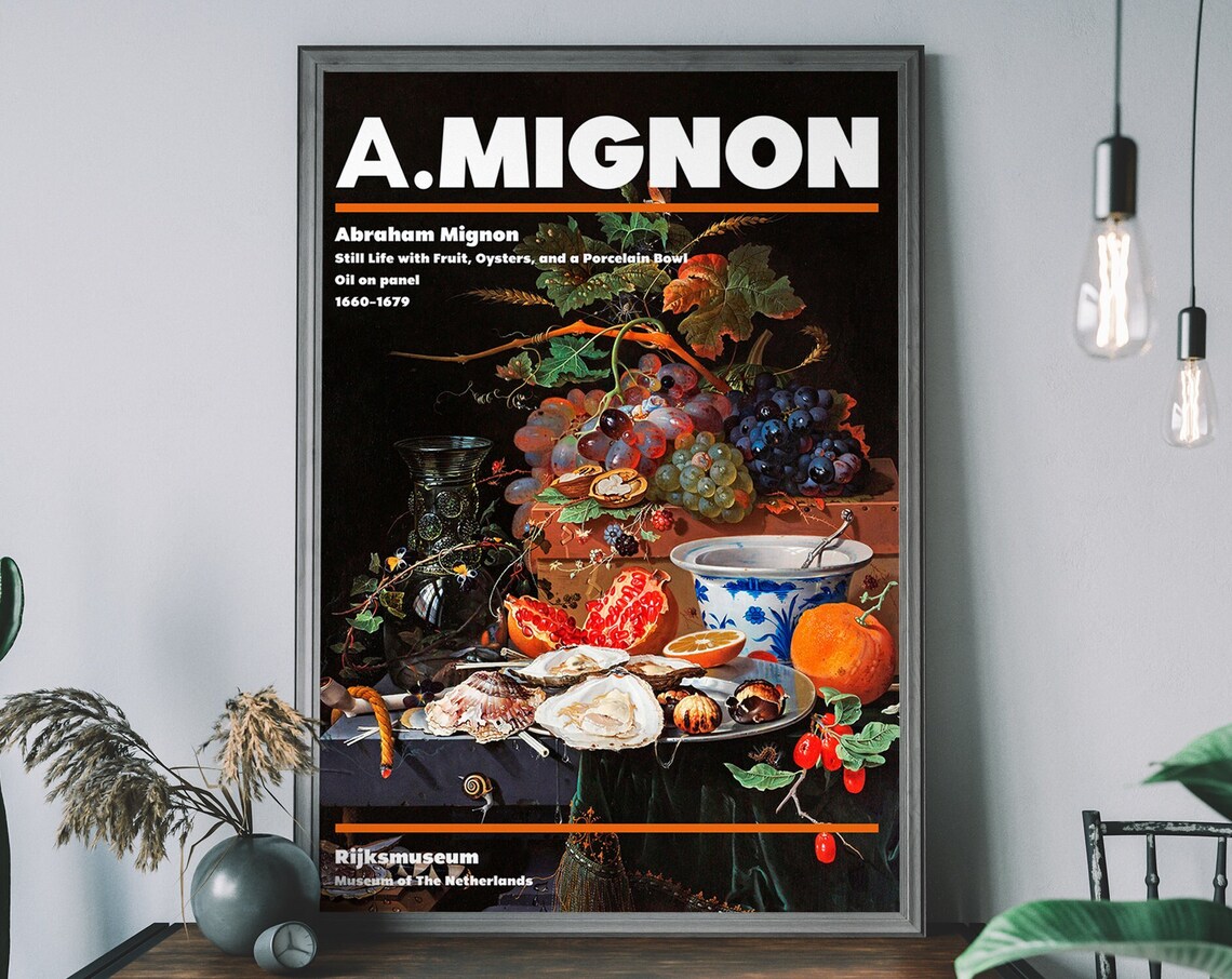 Abraham Mignon Still Life Fruit Oysters Porcelain Bowl Exhibition Poster