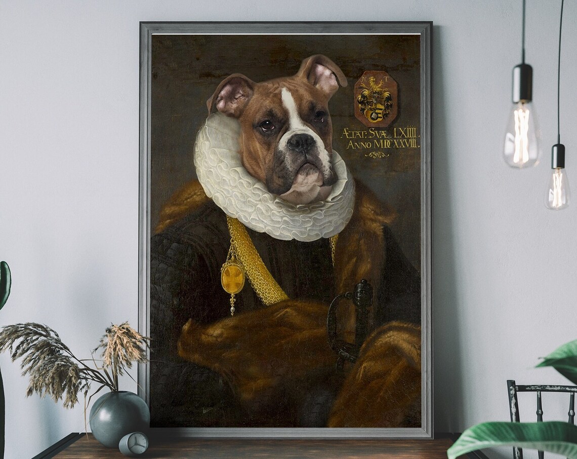 Renaissance Boxer Dog Portrait Art Print