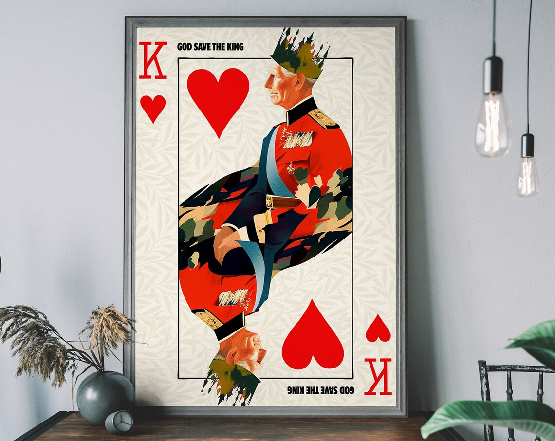 King Charles III Coronation Vintage Playing Card Poster