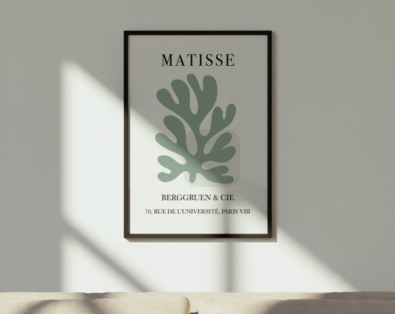 Botanical Henri Matisse Green Wall Art Boho Print Hallway Poster Modern Home Decor Matisse Flower Print Matisse Green Print Matisse