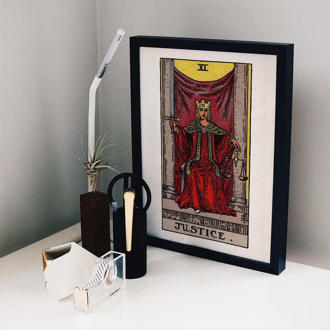 Justice Tarot Card XI Rider Waite Smith Vintage Mystical Art Poster - Image 2